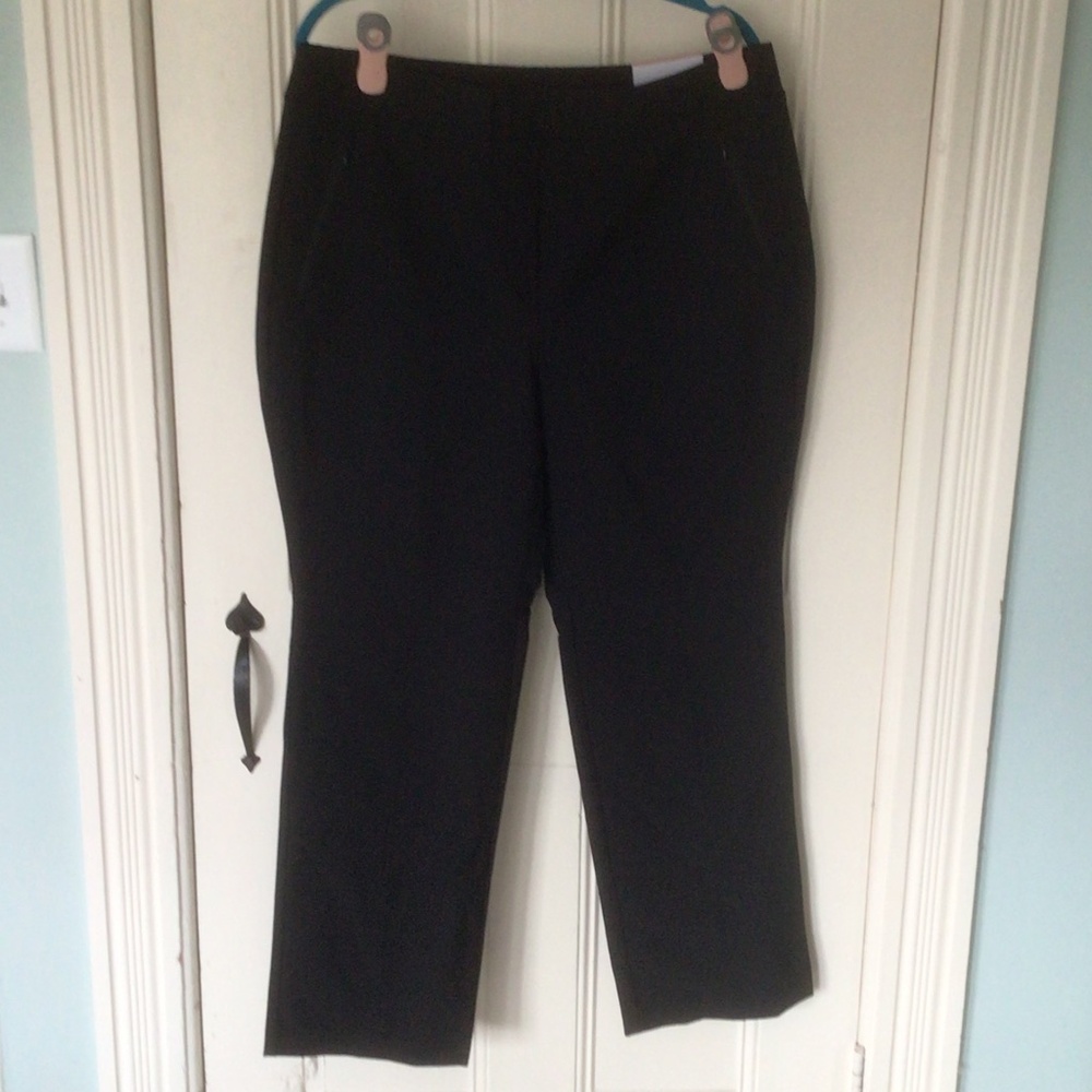 Lane Bryant On The Go Straight Leg Pants Black 16 Zipper Pocket, New
